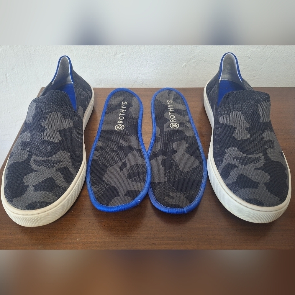 Rothy's The Original Slip On Sneakers Shoes Gray Camo Camouflage Retired Size 9 - Picture 11 of 14
